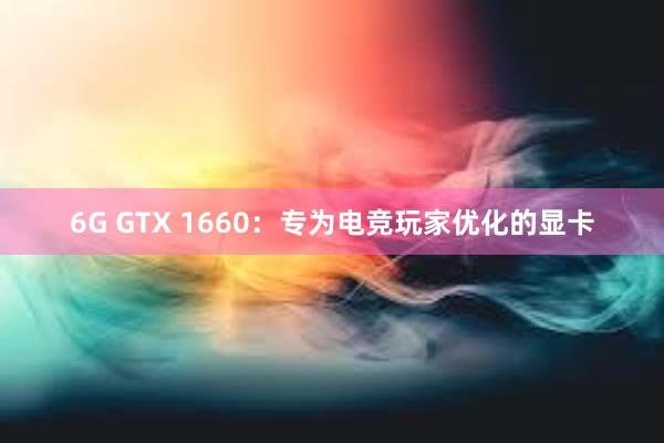 6G GTX 1660：专为电竞玩家优化的显卡