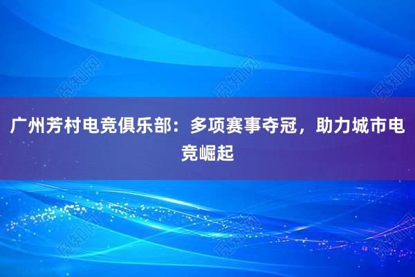 广州芳村电竞俱乐部：多项赛事夺冠，助力城市电竞崛起